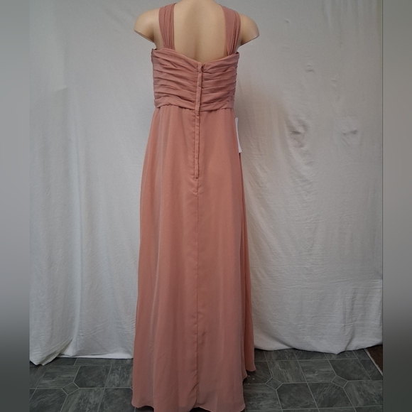 Azazie Kaitlynn Champagne Rose  Sweetheart Maxi Gown Size A14 - Picture 15 of 17